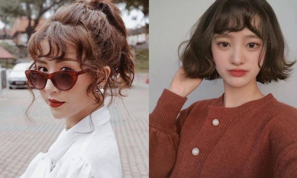 Tóc mái ngố uốn xoăn giúp che khuyết điểm của mái tóc bò liếm 